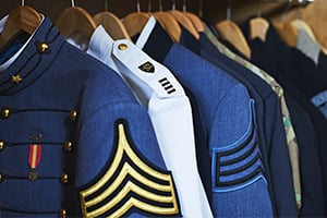 Row of military uniforms