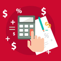 Illustration of degree costs with calculator and dollar sign
