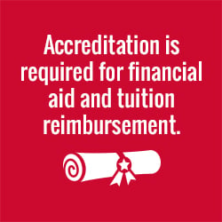 Accreditation is required for financial aid and tuition reimbursement. - text quote